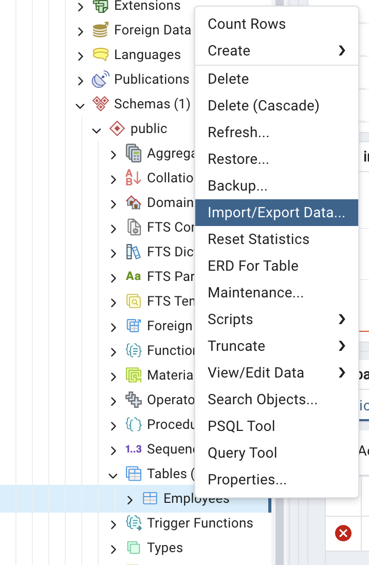 Import/Export Data