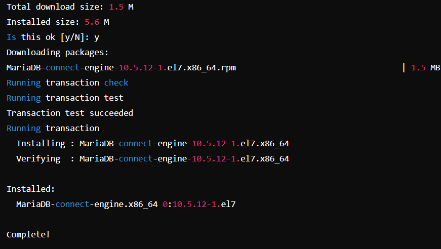 Installing MariaDB Connect Engine.