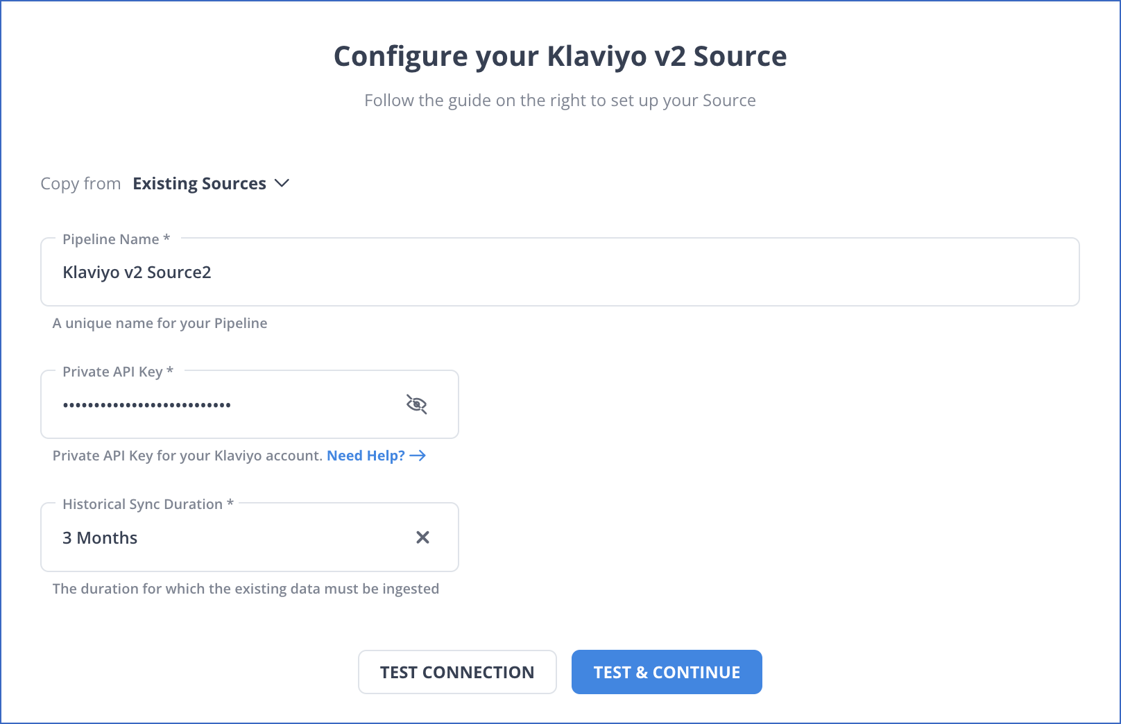 Klaviyo Source Configuration