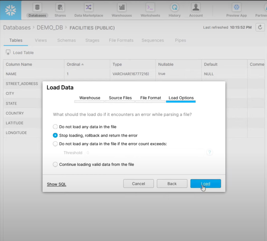 Loading data