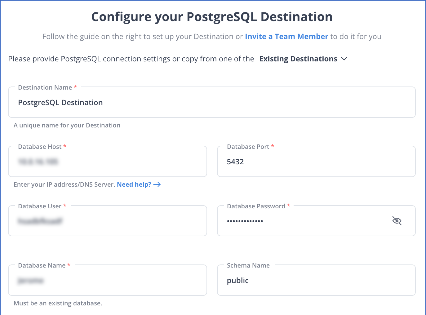 Configure PostgreSQL as Your Destination