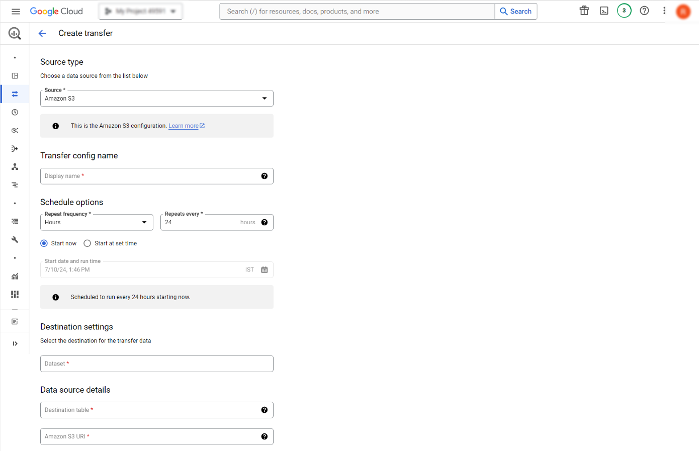 CREATE DATA TRANSFER STEPS