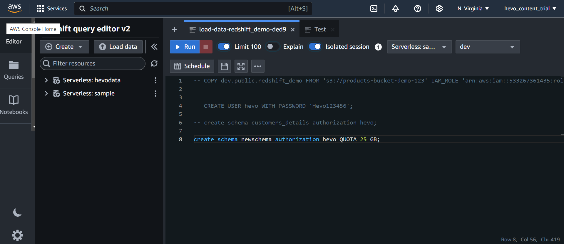 Amazon Redshift Schema