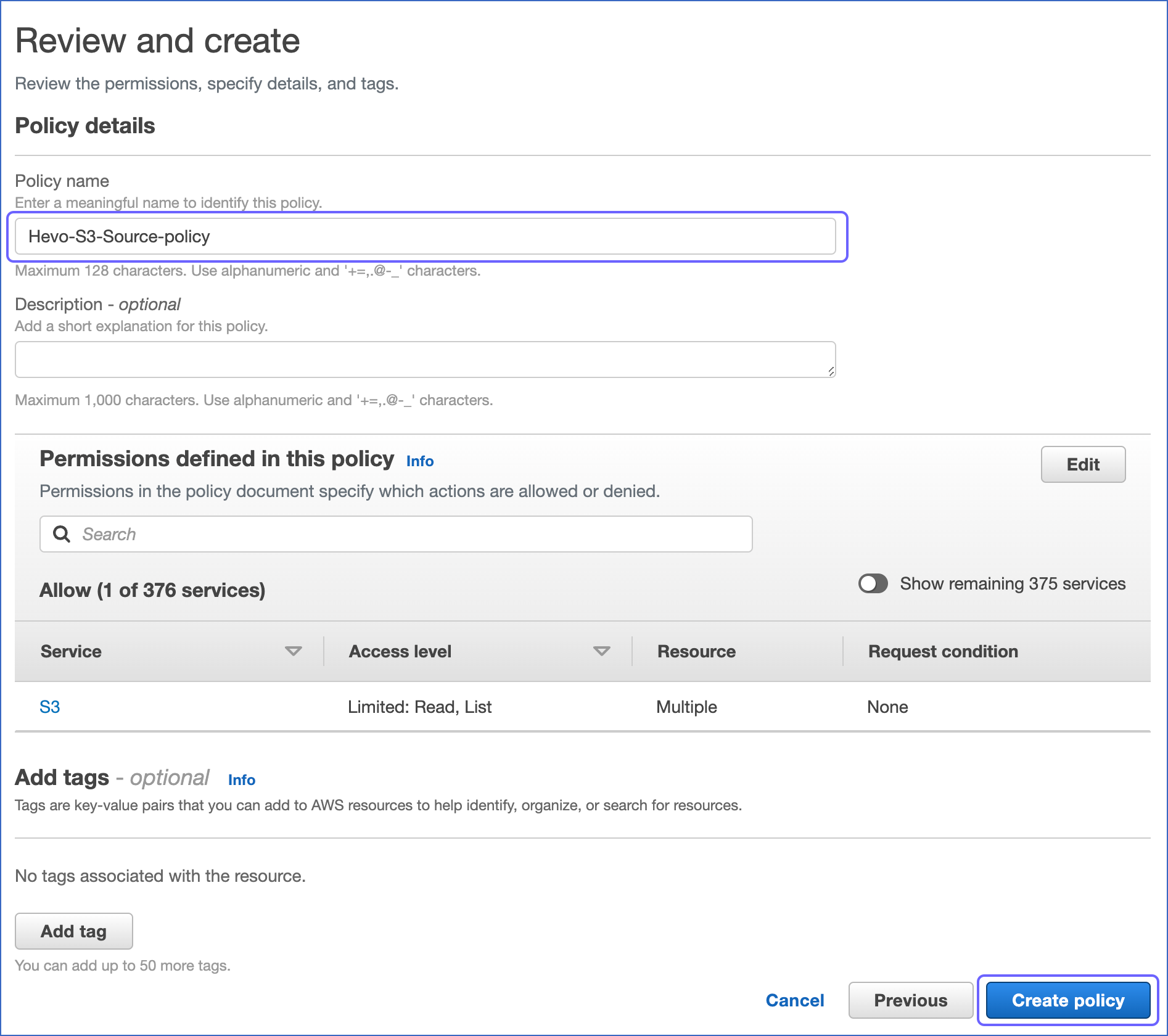 review and create
