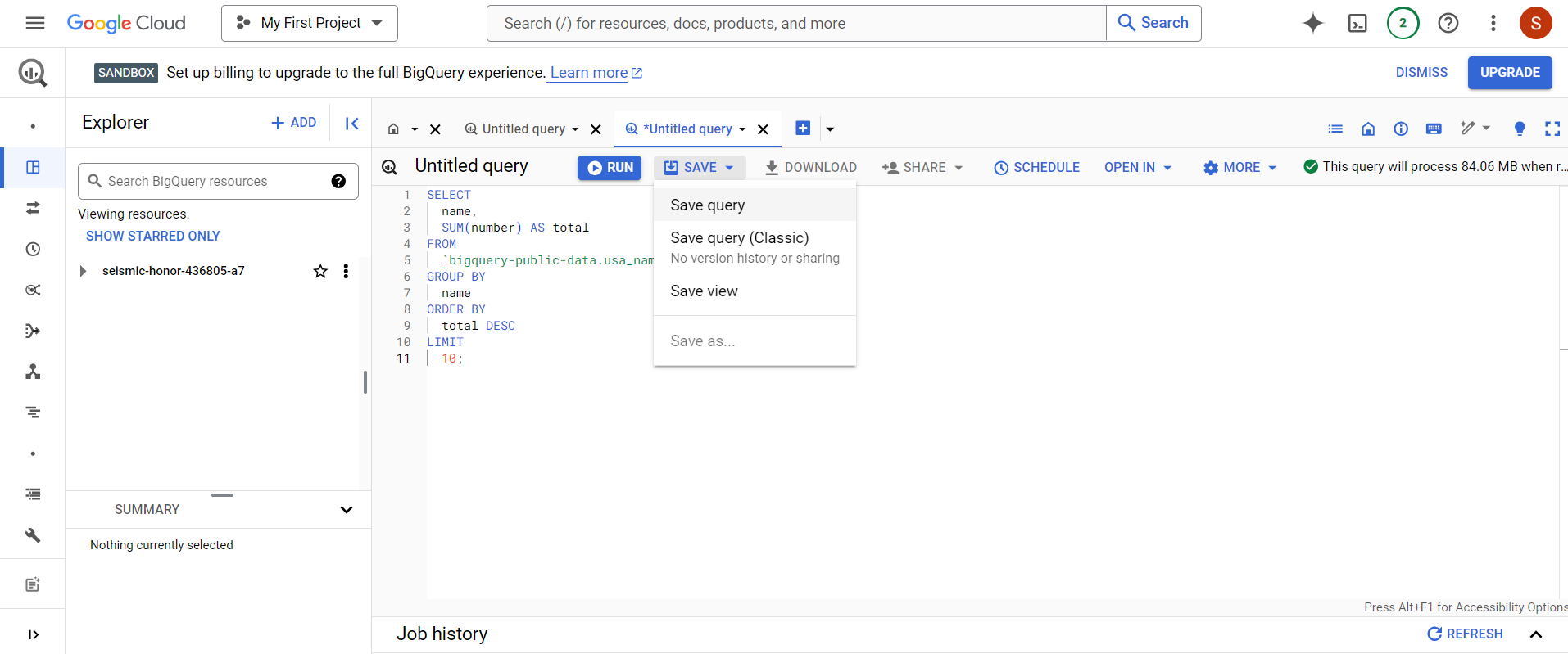 save query