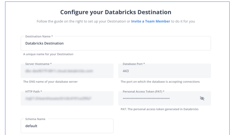 Configure databricks as destination