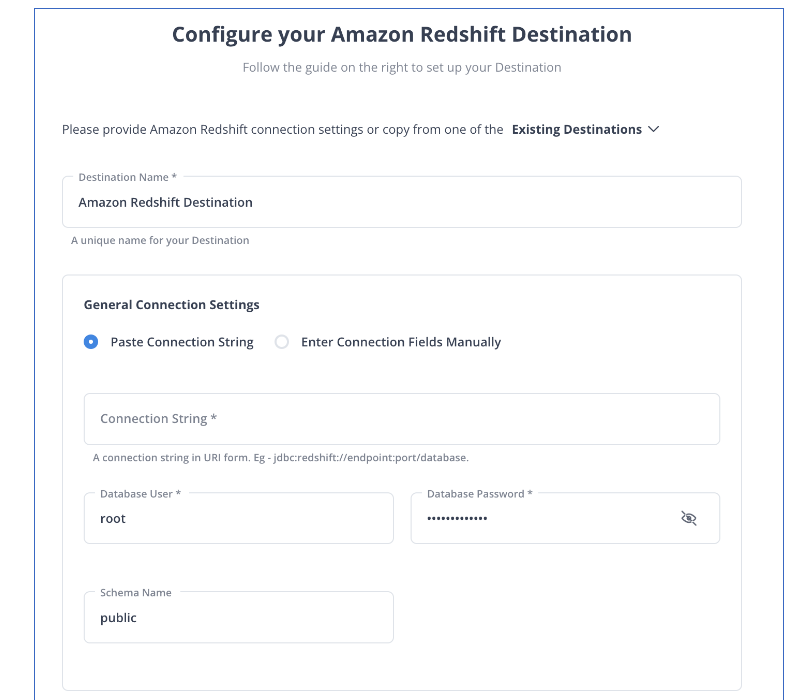 redshift as destination