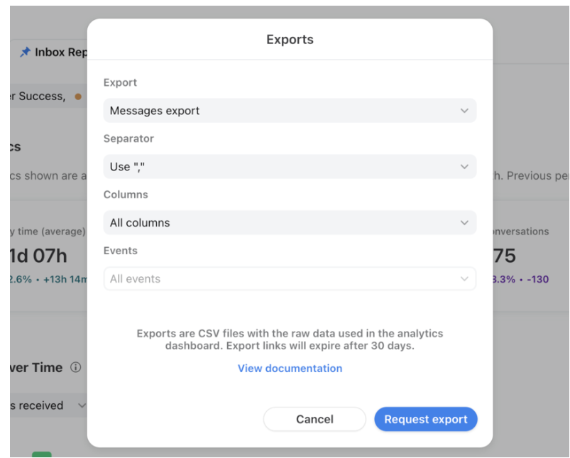 select export type