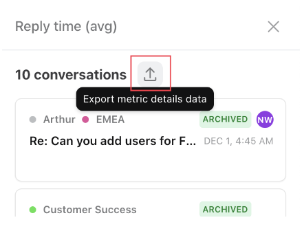 export metric details