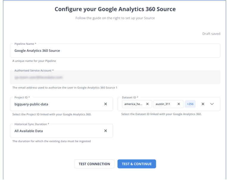 Google Analytics 360 to Snowflake: Configure GA360 as Source