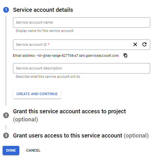Creating Service Account Key