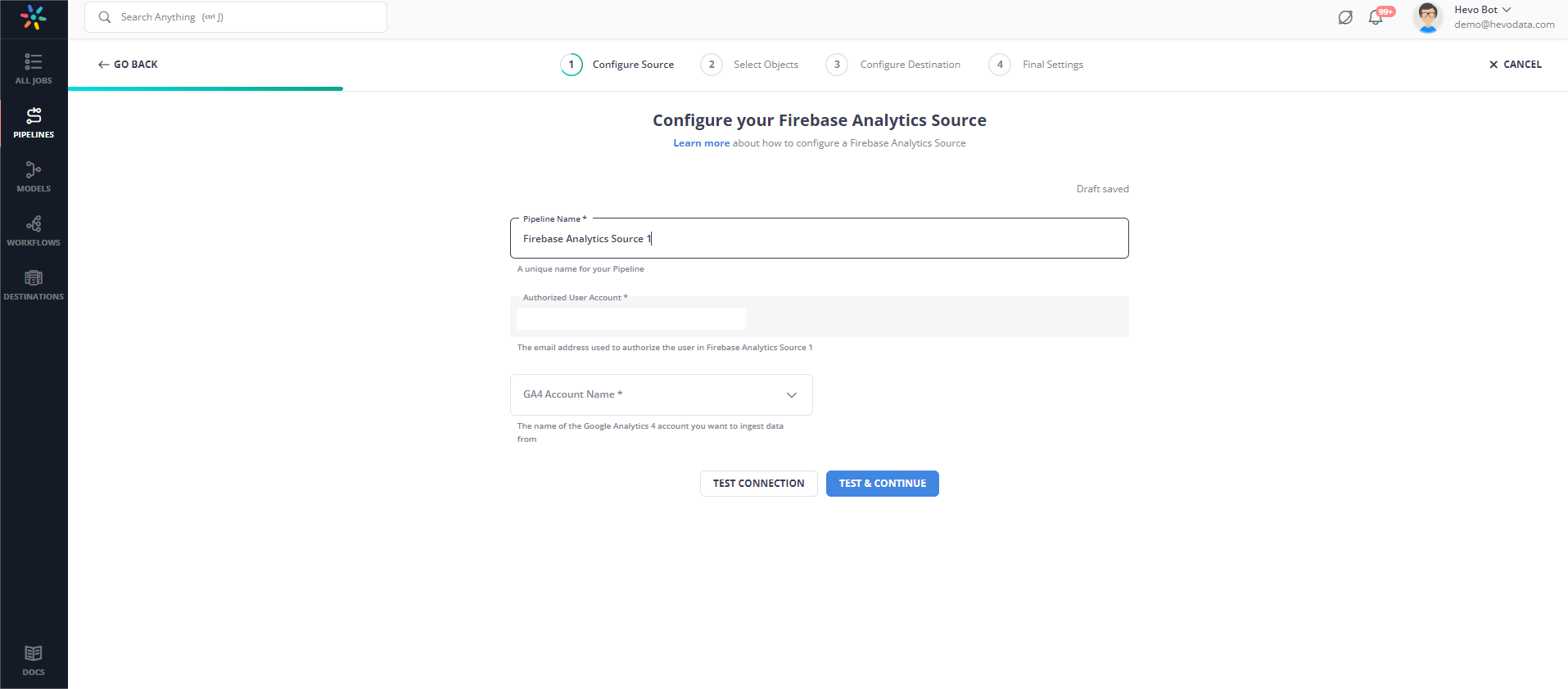 Firebase Analytics as source