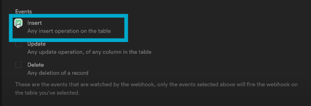 Selection of Event for Trigger.
