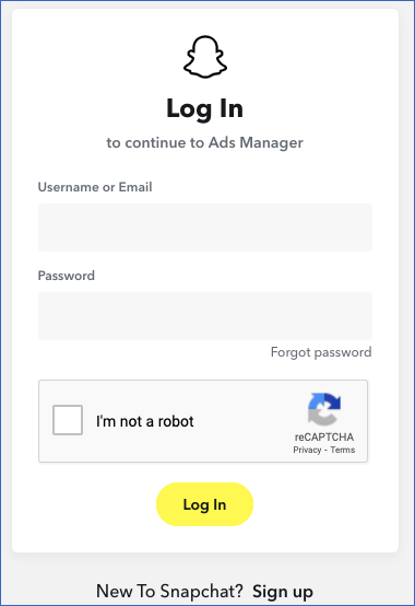 snapchat to bigquery: log into snapchat ads manager