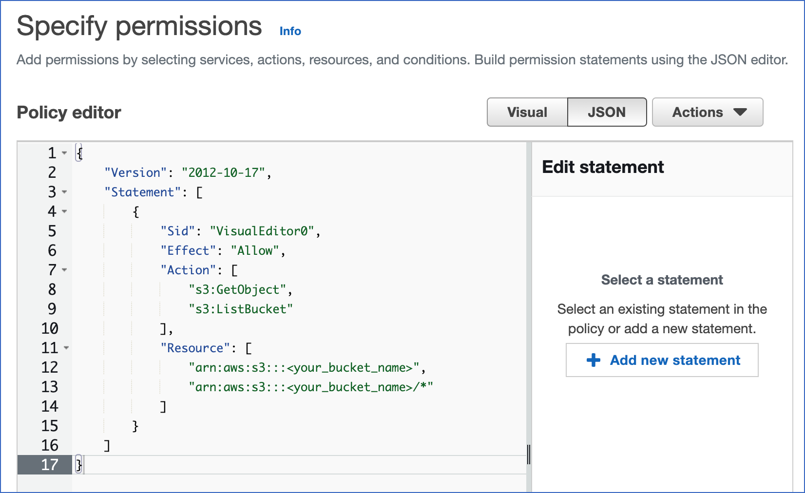 specify permissions 