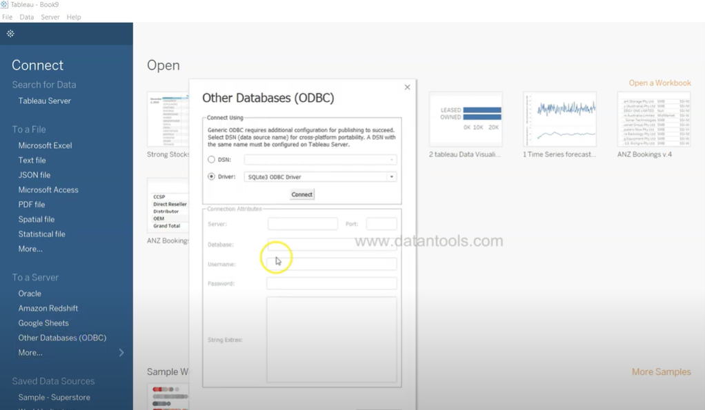 Tableau SQLite: ODBC Database