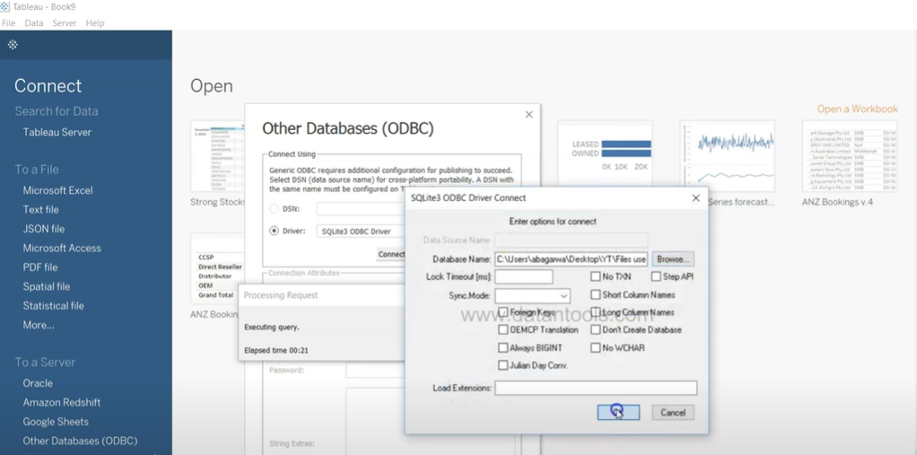 Tableau SQLite: Other Databases (ODBC)