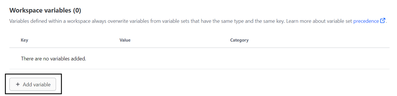 Adding Workspace Variables.